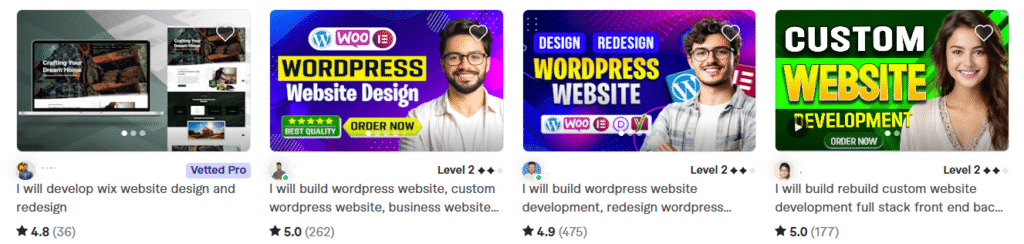 Fiverr website design and development services