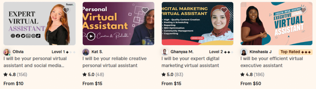 Fiverr virtual assistants